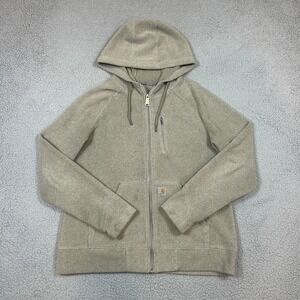 Vintage Carhartt Full Zip Fleece Hoodie Sweatshirt Youth Size Large Cream